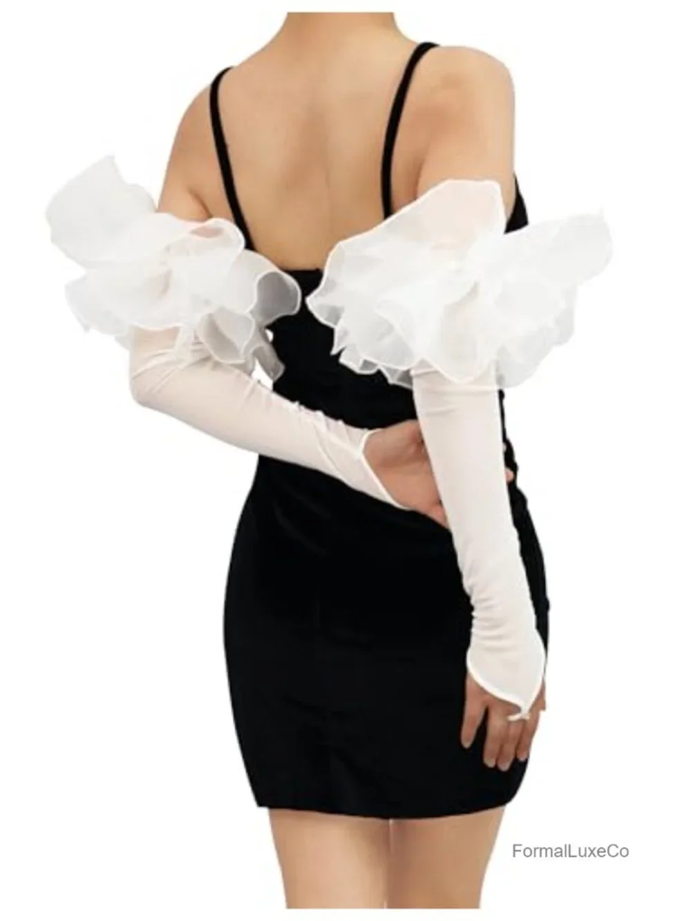 Puff Long Sheer Gloves Oversize Stretchy Tulle Mesh Gloves for Wedding Evening